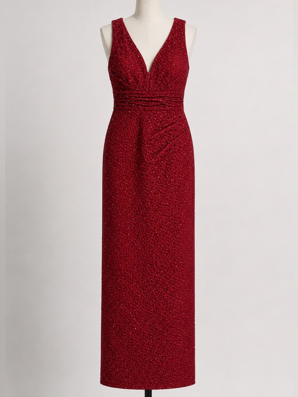 JS Collections Red Beaded Column Gown Sleeveless Formal Dress Size 6